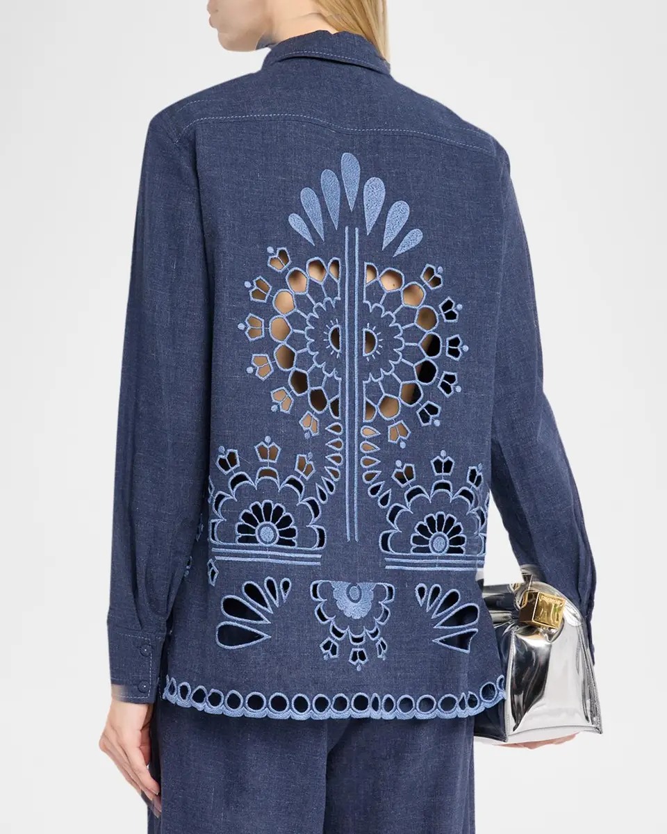 MAISON COMMON Cutwork Embroidered Cotton Button-Down Shirt | Thumbnail 3 MAISON COMMON Cutwork Embroidered Cotton Button-Down Shirt | Thumbnail 3