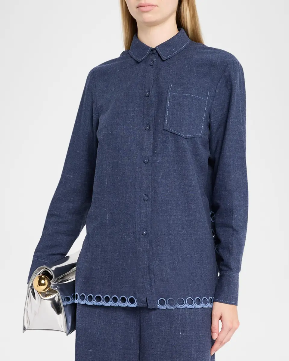MAISON COMMON Cutwork Embroidered Cotton Button-Down Shirt | Thumbnail 4 MAISON COMMON Cutwork Embroidered Cotton Button-Down Shirt | Thumbnail 4