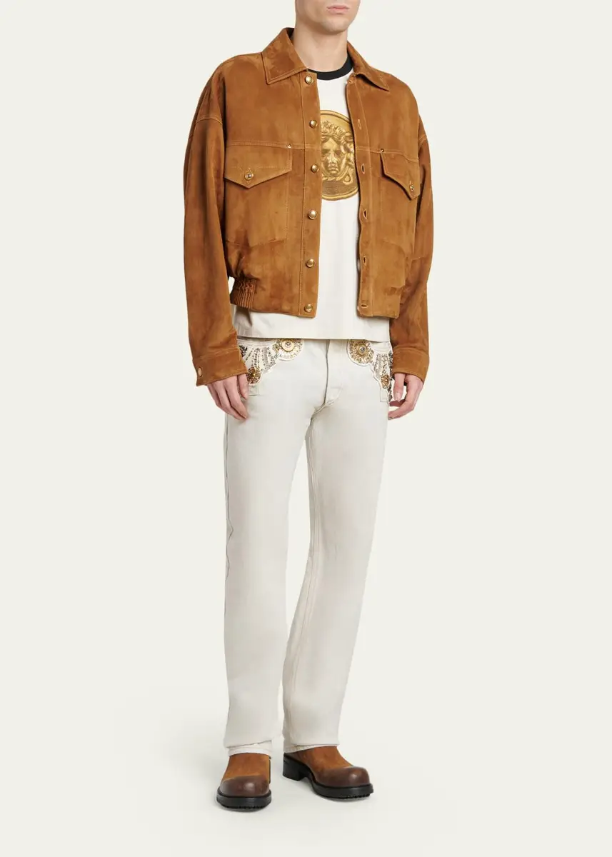 Versace Men's Suede Blouson Jacket | Thumbnail 2 Versace Men's Suede Blouson Jacket | Thumbnail 2