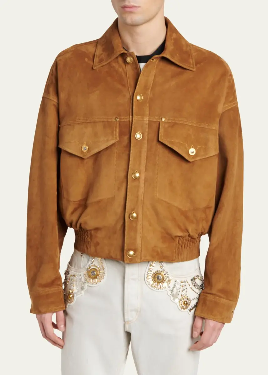 Versace Men's Suede Blouson Jacket | Thumbnail 4 Versace Men's Suede Blouson Jacket | Thumbnail 4