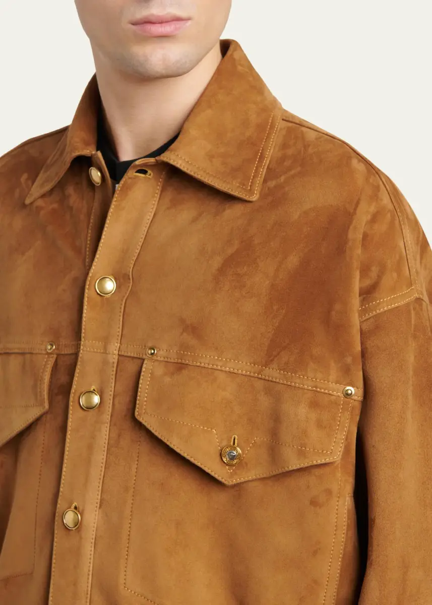 Versace Men's Suede Blouson Jacket | Thumbnail 5 Versace Men's Suede Blouson Jacket | Thumbnail 5