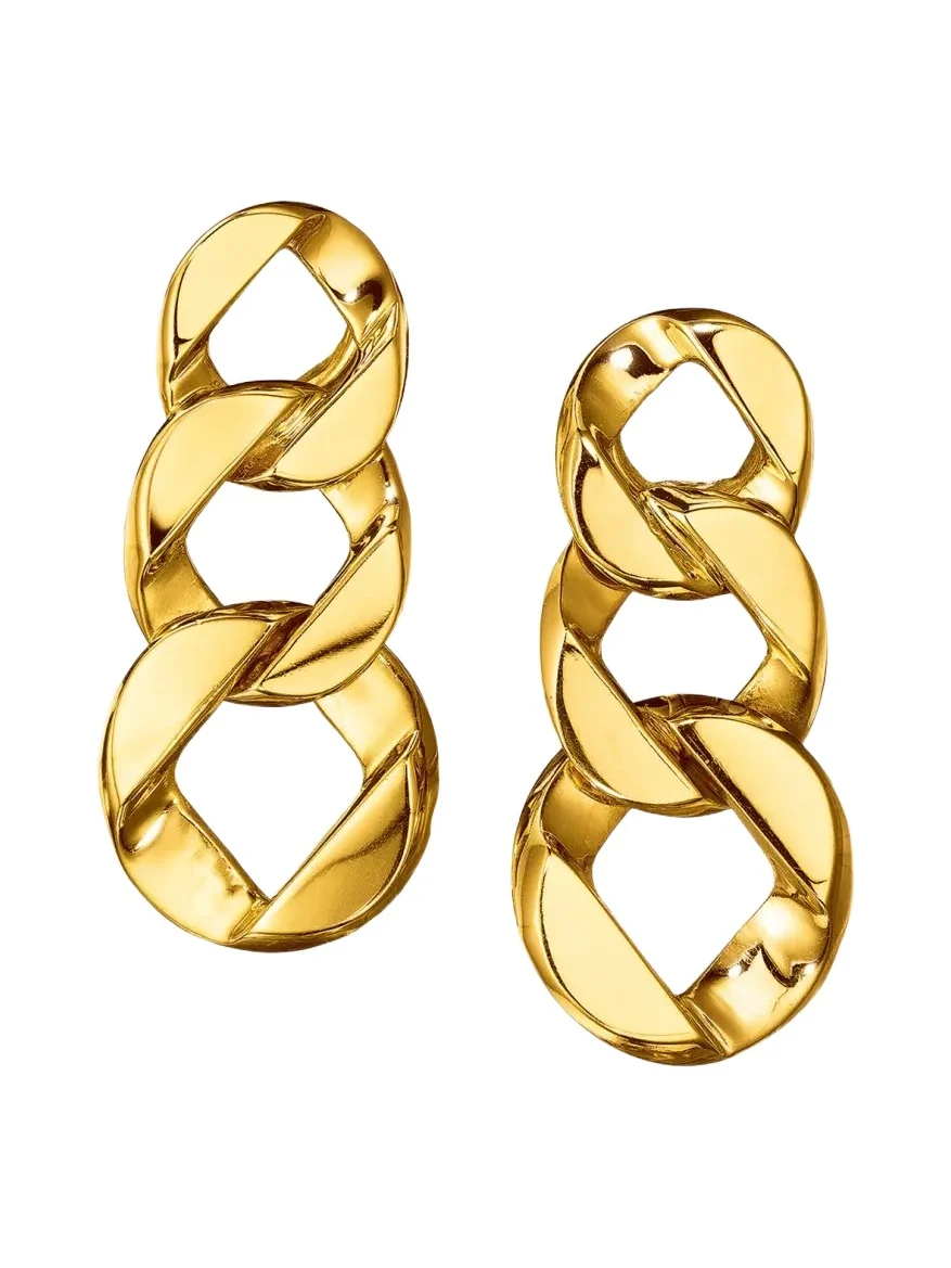18K Yellow Gold Curb-Link Piccolo Clip-On Earrings 18K Yellow Gold Curb-Link Piccolo Clip-On Earrings