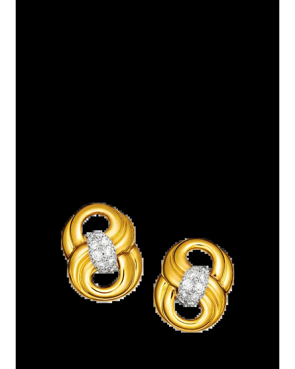VERDURA 18K Yellow Gold and Platinum Diamond Figure 8 Clip-On Earrings | Thumbnail 2 VERDURA 18K Yellow Gold and Platinum Diamond Figure 8 Clip-On Earrings | Thumbnail 2