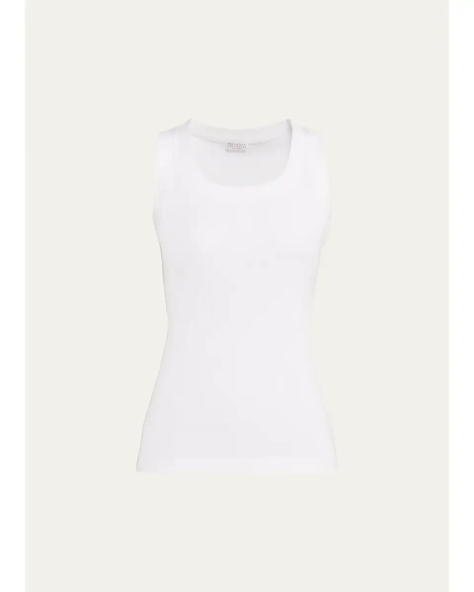 Brunello Cucinelli Sparkle Rib Knit Tank Top