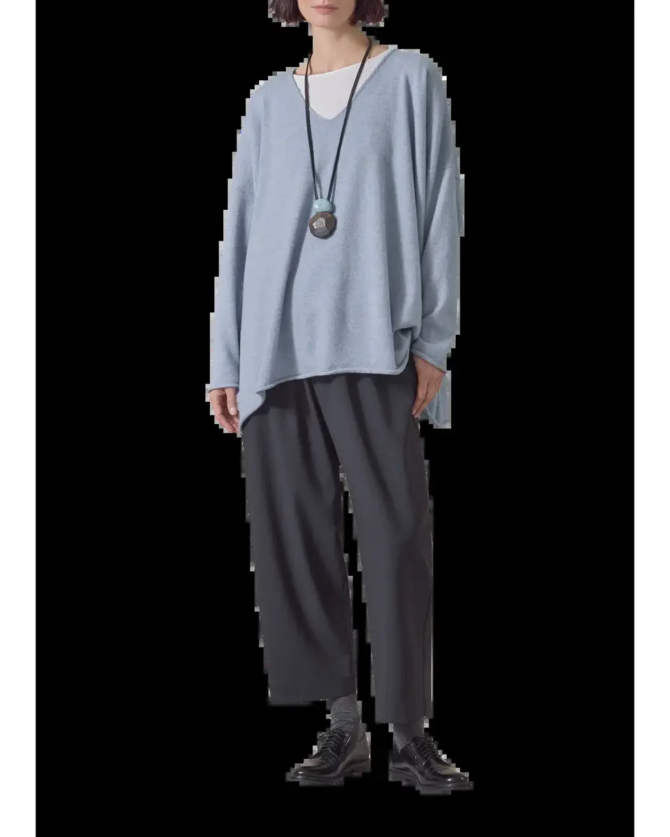 Eskandar A-Line V-Neck Sweater - Long Length | Thumbnail 2