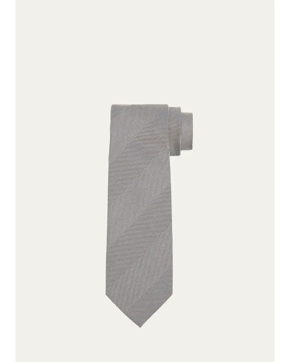 Tom Ford Men's Large Tonal Herringbone Silk Tie | Thumbnail 3