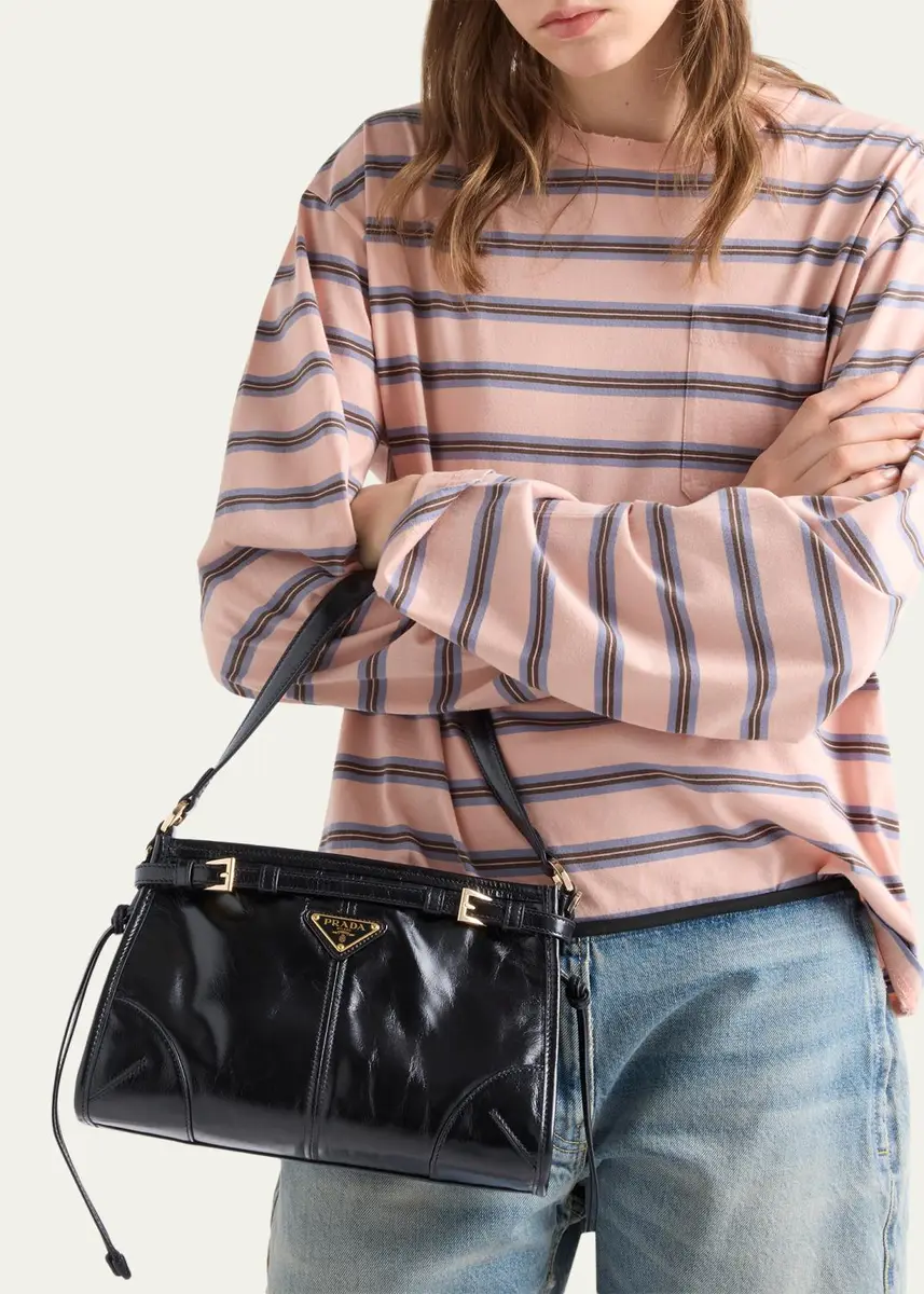 Prada Bonnie Glossy Leather Top-Handle Bag | Thumbnail 2