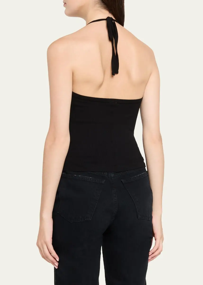 RE/DONE Sylvie Ribbed Halter Tank Top | Thumbnail 3