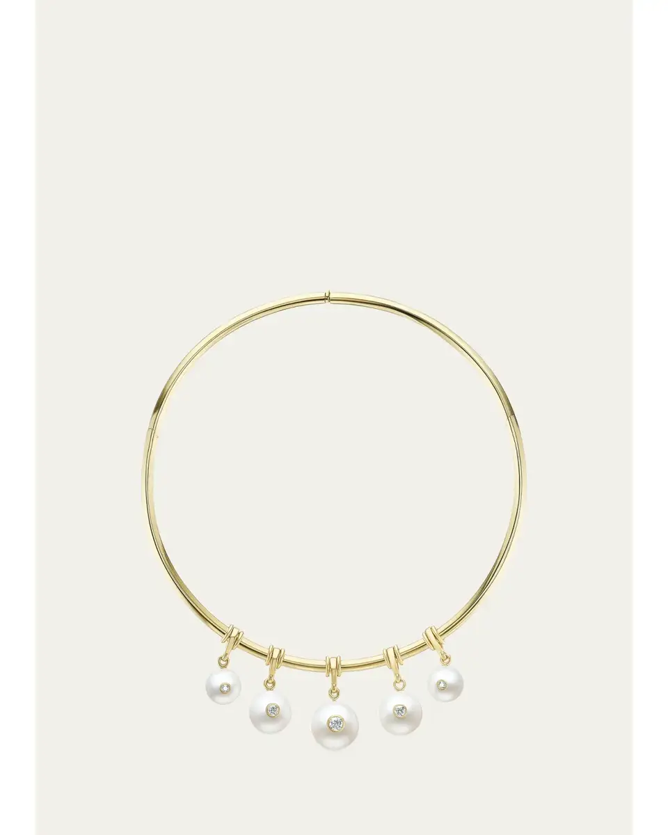 Brent Neale One-of-a-Kind Torque Necklace with South Sea Pearls and Round Diamonds | Image 1 Brent Neale One-of-a-Kind Torque Necklace with South Sea Pearls and Round Diamonds | Image 1