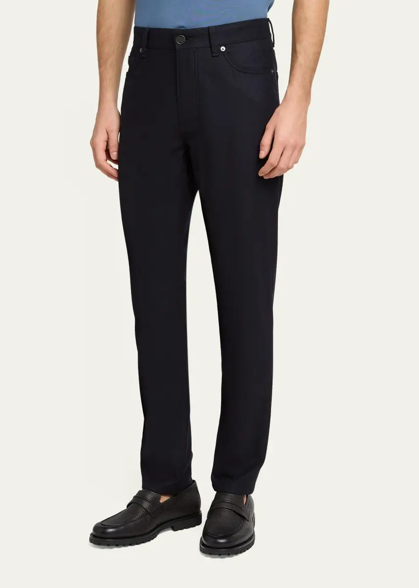Zegna Men's Wool and Cashmere Flannel Five-Pocket Pants | Thumbnail 4 Zegna Men's Wool and Cashmere Flannel Five-Pocket Pants | Thumbnail 4