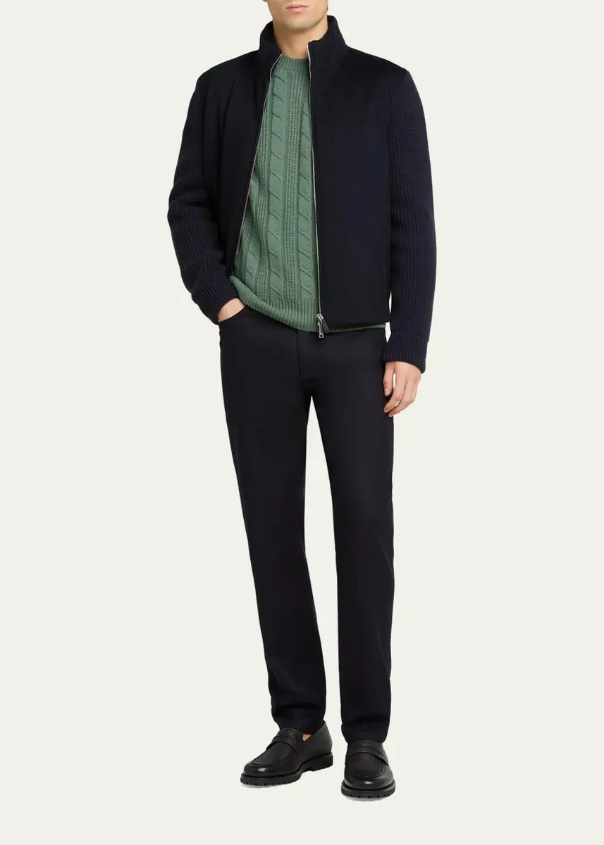 Zegna Men's 7gg Oasi Cashmere Cable Crewneck Sweater | Thumbnail 2