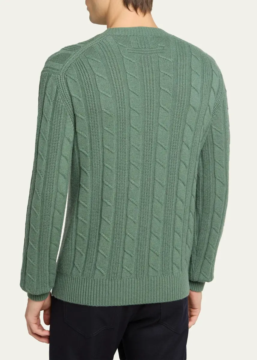Zegna Men's 7gg Oasi Cashmere Cable Crewneck Sweater | Thumbnail 3