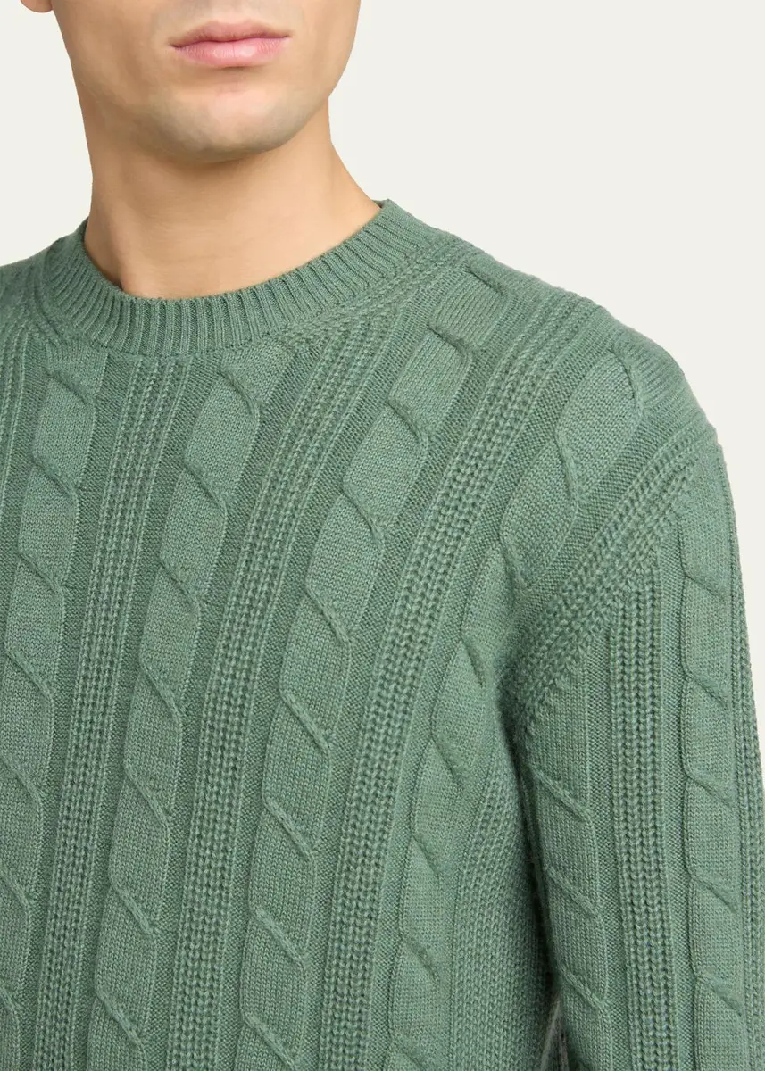 Zegna Men's 7gg Oasi Cashmere Cable Crewneck Sweater | Thumbnail 5