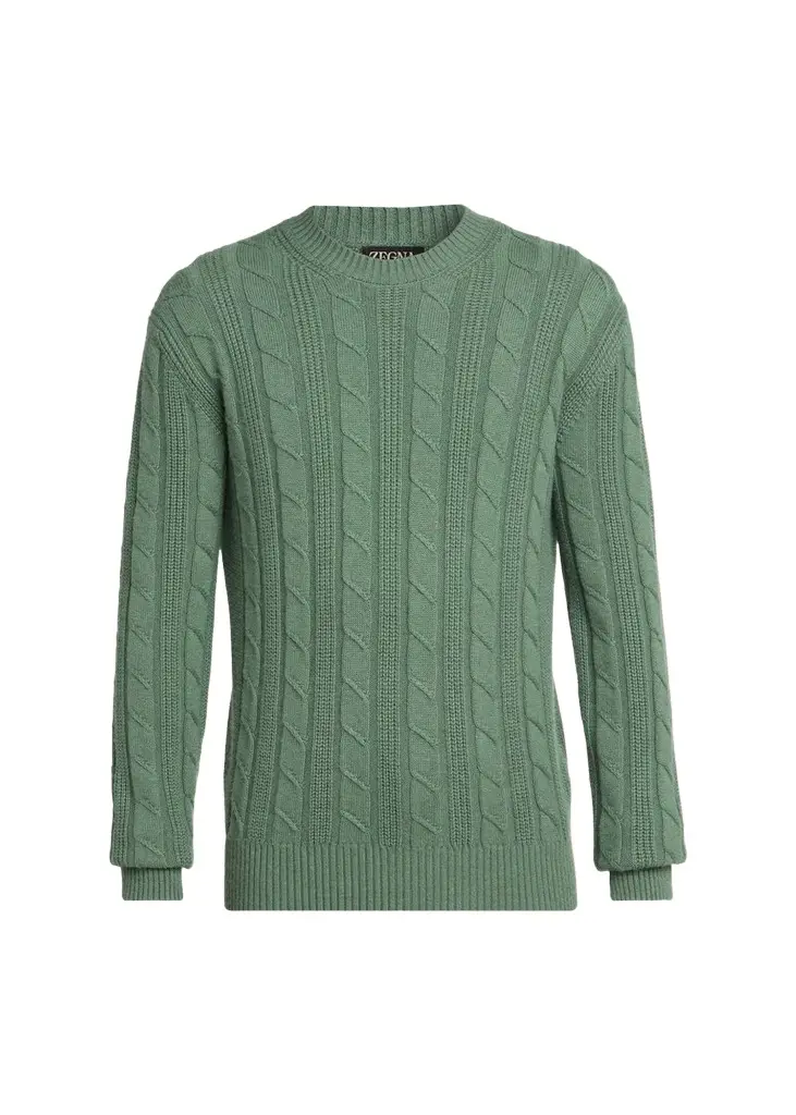 Zegna Men's 7gg Oasi Cashmere Cable Crewneck Sweater