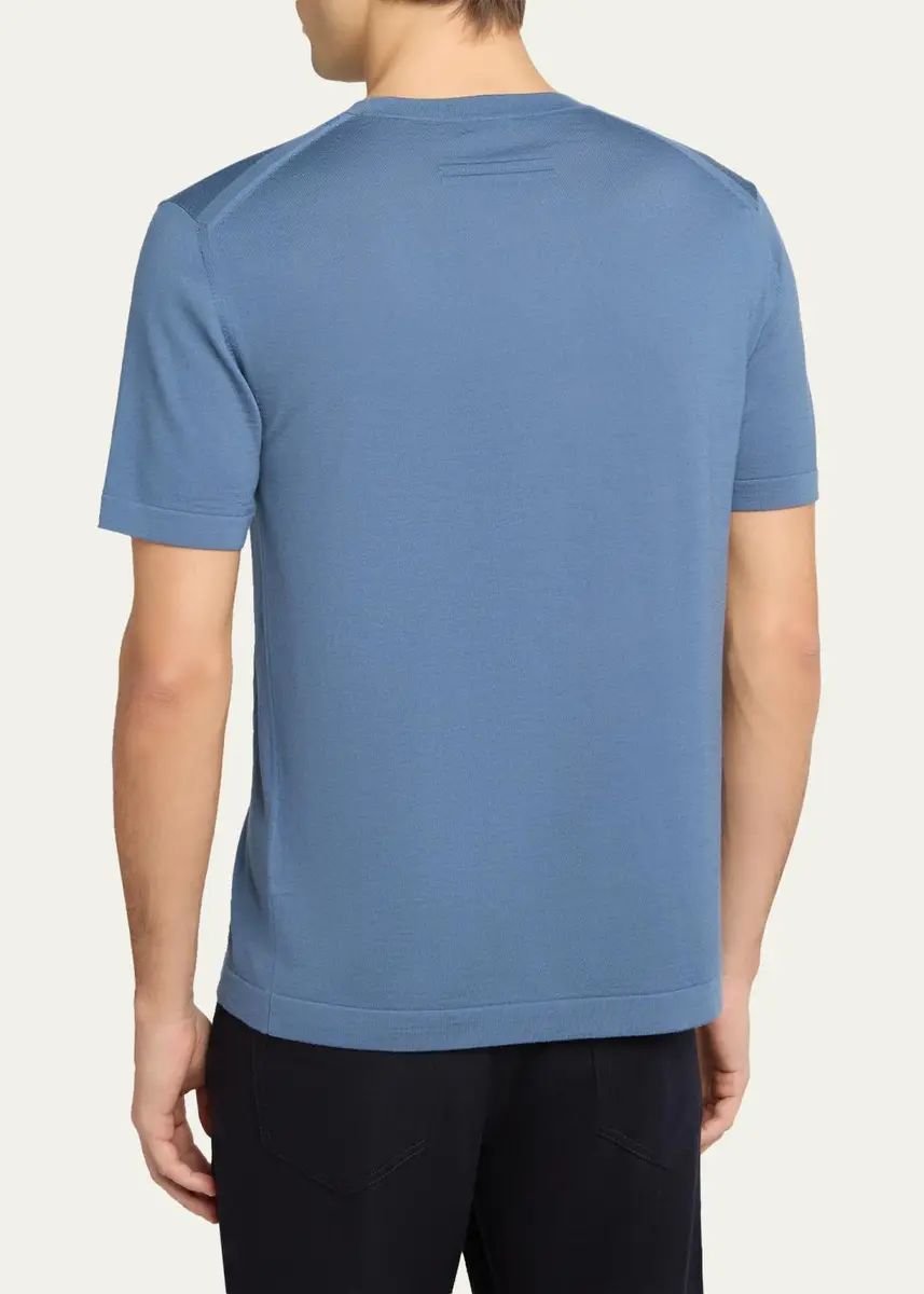 Zegna Men's Trofeo Wool Solid Crewneck T-Shirt | Thumbnail 3 Zegna Men's Trofeo Wool Solid Crewneck T-Shirt | Thumbnail 3