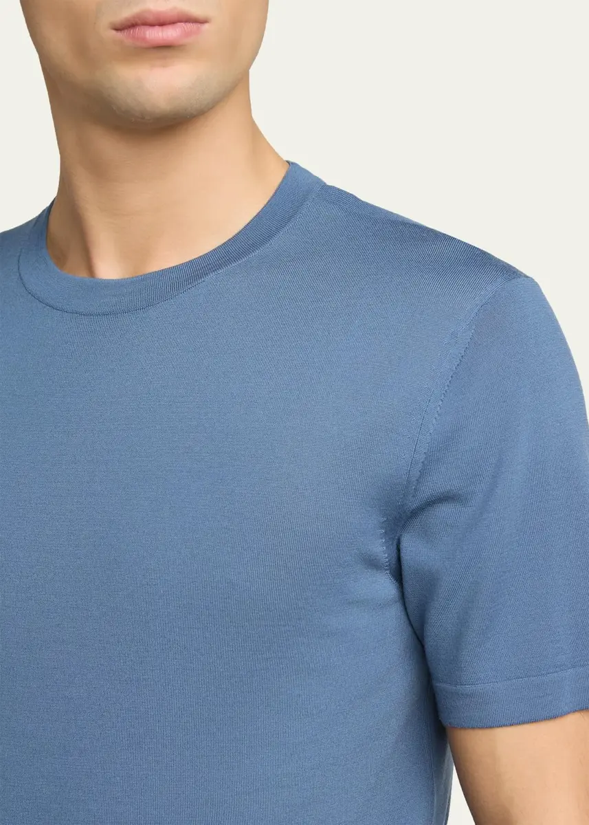 Zegna Men's Trofeo Wool Solid Crewneck T-Shirt | Thumbnail 5 Zegna Men's Trofeo Wool Solid Crewneck T-Shirt | Thumbnail 5