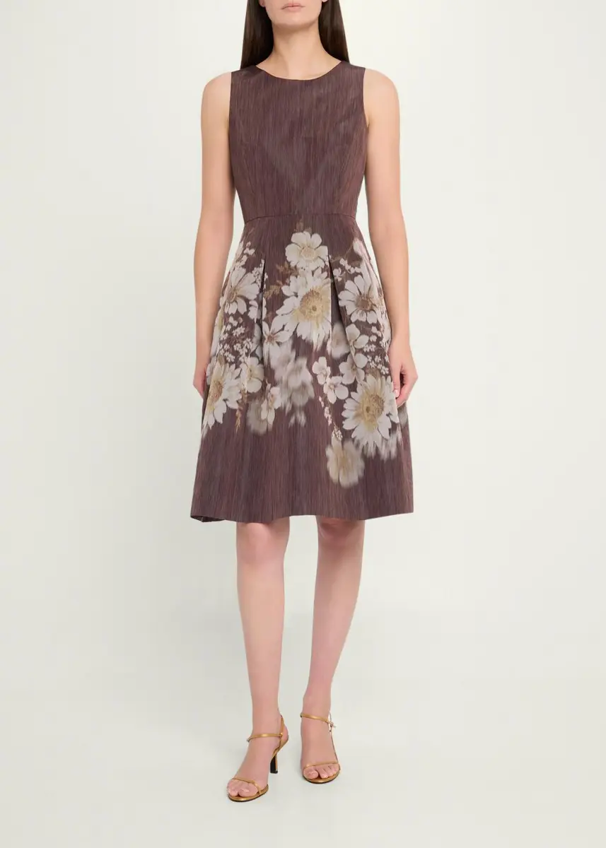 Rickie Freeman for Teri Jon Pleated Floral-Print Mikado Dress | Thumbnail 2 Rickie Freeman for Teri Jon Pleated Floral-Print Mikado Dress | Thumbnail 2