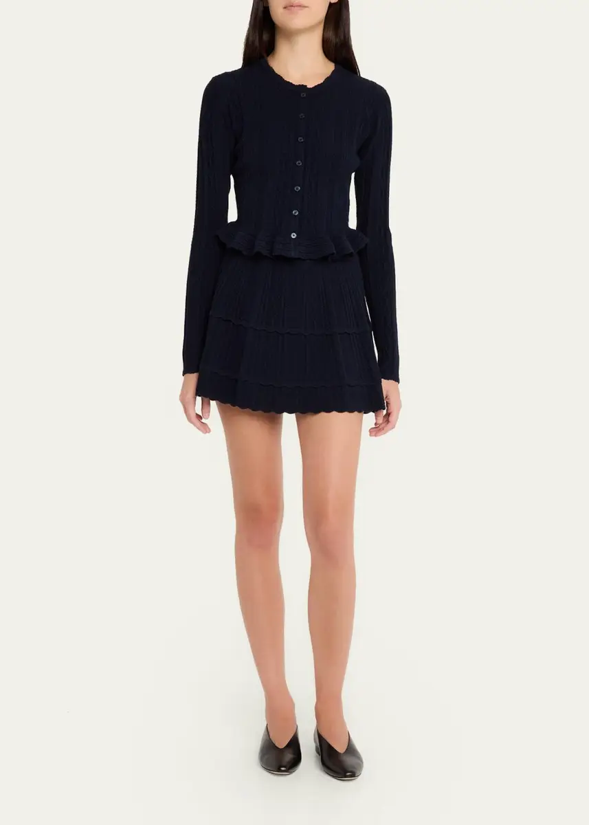 LoveShackFancy Rora Cable-Knit Mini Skirt | Thumbnail 2 LoveShackFancy Rora Cable-Knit Mini Skirt | Thumbnail 2