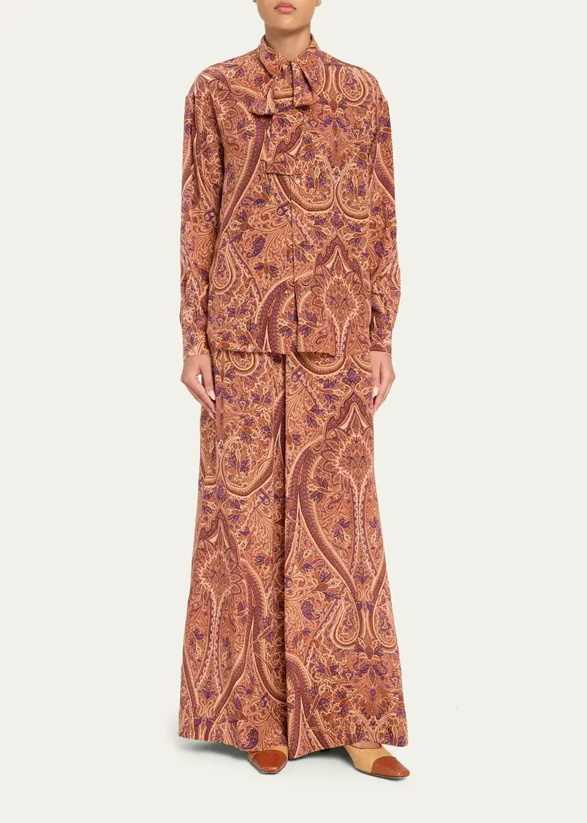 Ulla Johnson Lise Long-Sleeve Tie-Neck Silk Blouse | Thumbnail 2