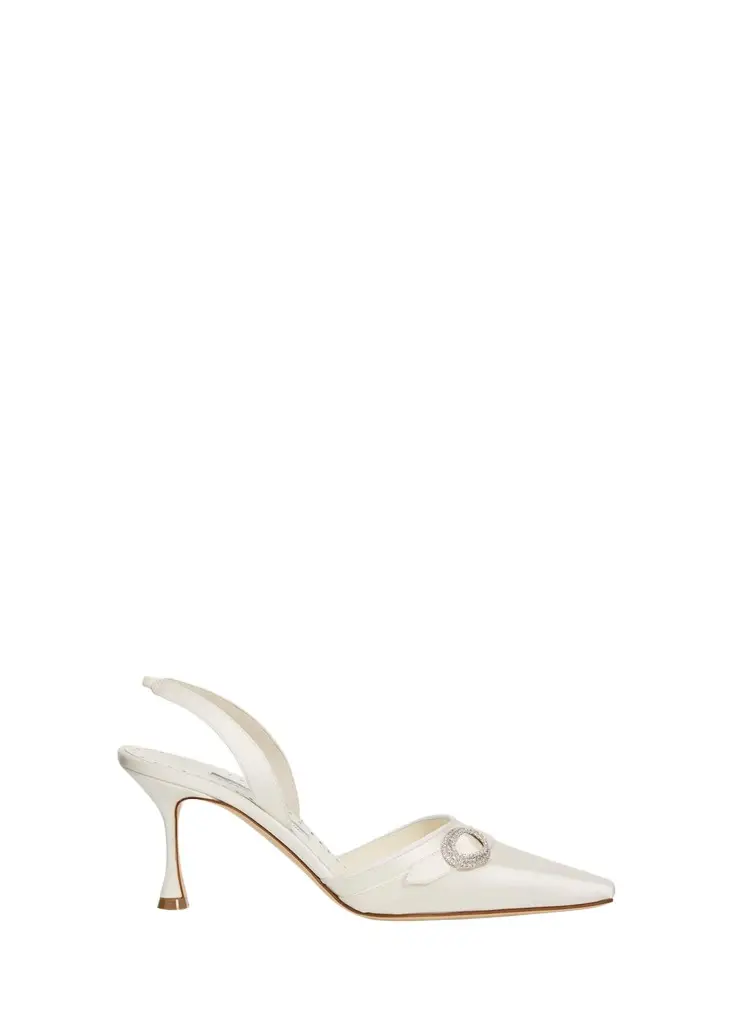 Manolo Blahnik 70mm Zutoslipla Satin Embellished-Buckle Slingback Pumps | Image 1 Manolo Blahnik 70mm Zutoslipla Satin Embellished-Buckle Slingback Pumps | Image 1