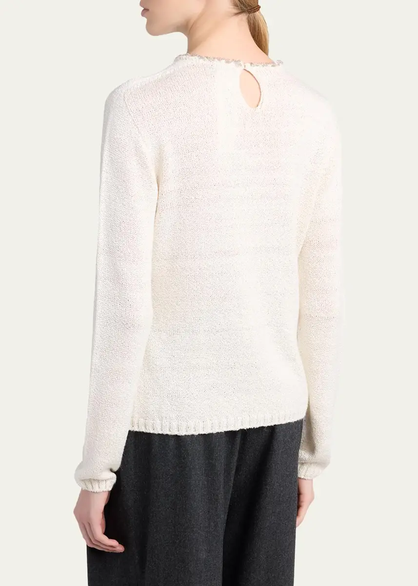 Giorgio Armani Silk Knit Beaded Crewneck Sweater | Thumbnail 3