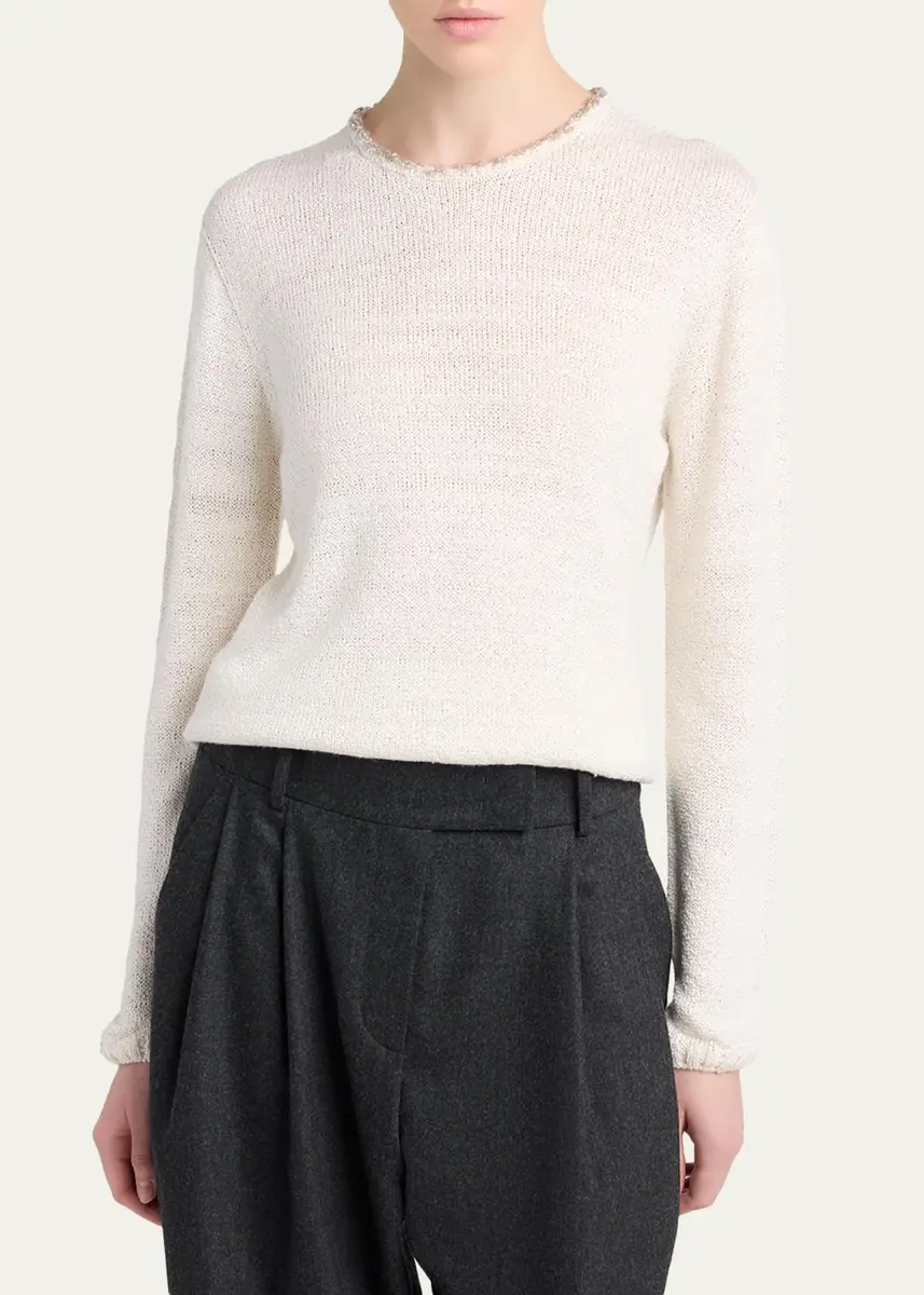 Giorgio Armani Silk Knit Beaded Crewneck Sweater | Thumbnail 4