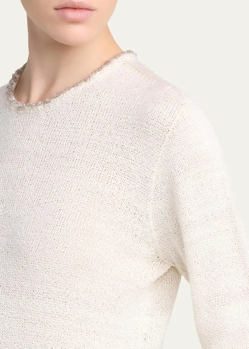 Giorgio Armani Silk Knit Beaded Crewneck Sweater | Thumbnail 5