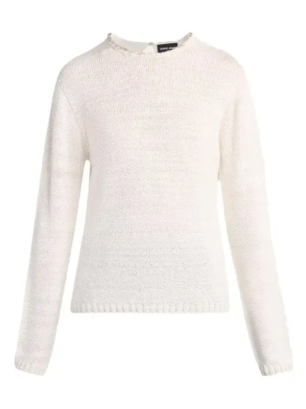 Silk Knit Beaded Crewneck Sweater Silk Knit Beaded Crewneck Sweater