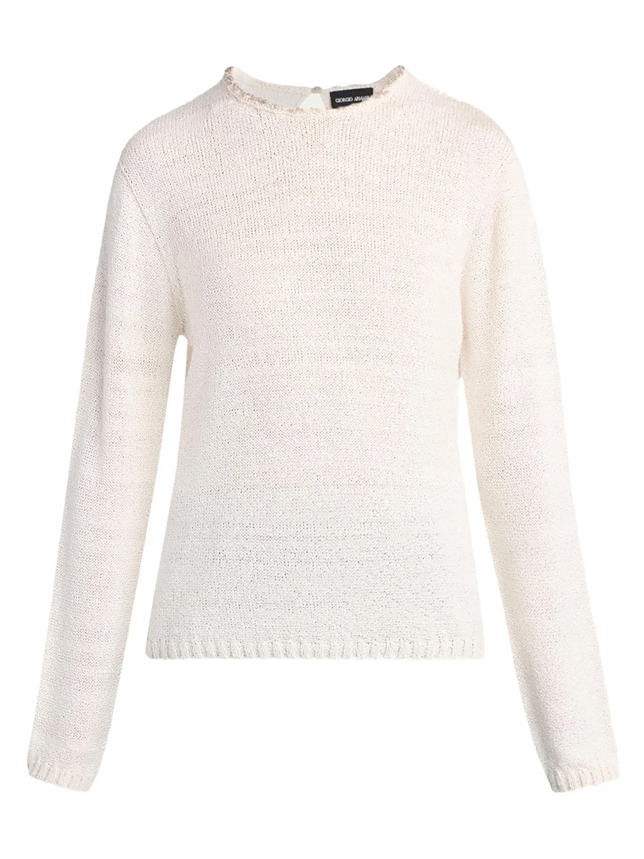 Silk Knit Beaded Crewneck Sweater Silk Knit Beaded Crewneck Sweater