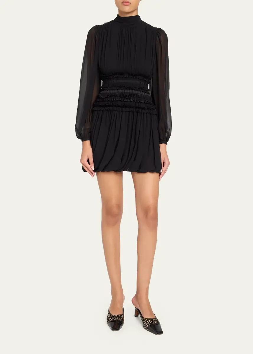 Ulla Johnson Celestine Long-Sleeve Mini Silk Dress | Thumbnail 2 Ulla Johnson Celestine Long-Sleeve Mini Silk Dress | Thumbnail 2