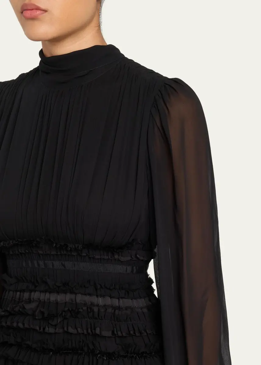 Ulla Johnson Celestine Long-Sleeve Mini Silk Dress | Thumbnail 5 Ulla Johnson Celestine Long-Sleeve Mini Silk Dress | Thumbnail 5