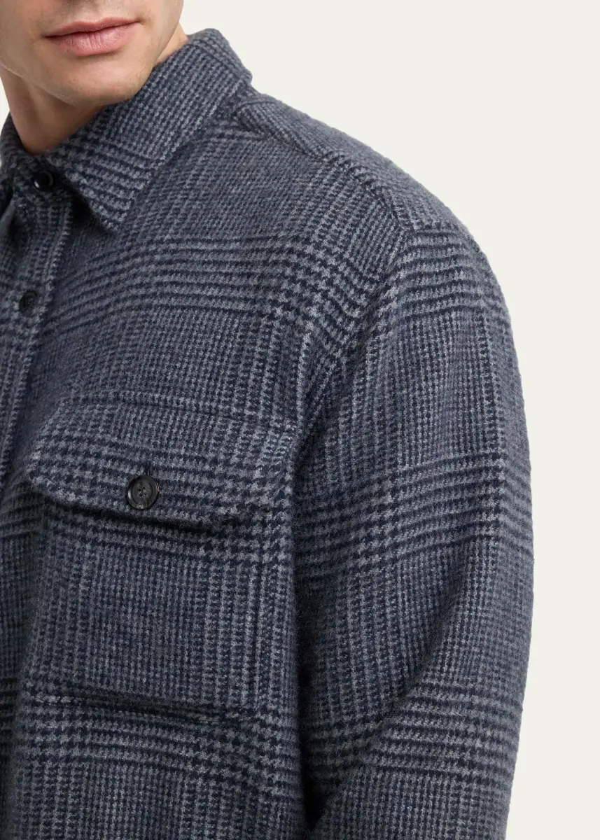 Brioni Men's Vagabond Cashmere Plaid Overshirt | Thumbnail 5