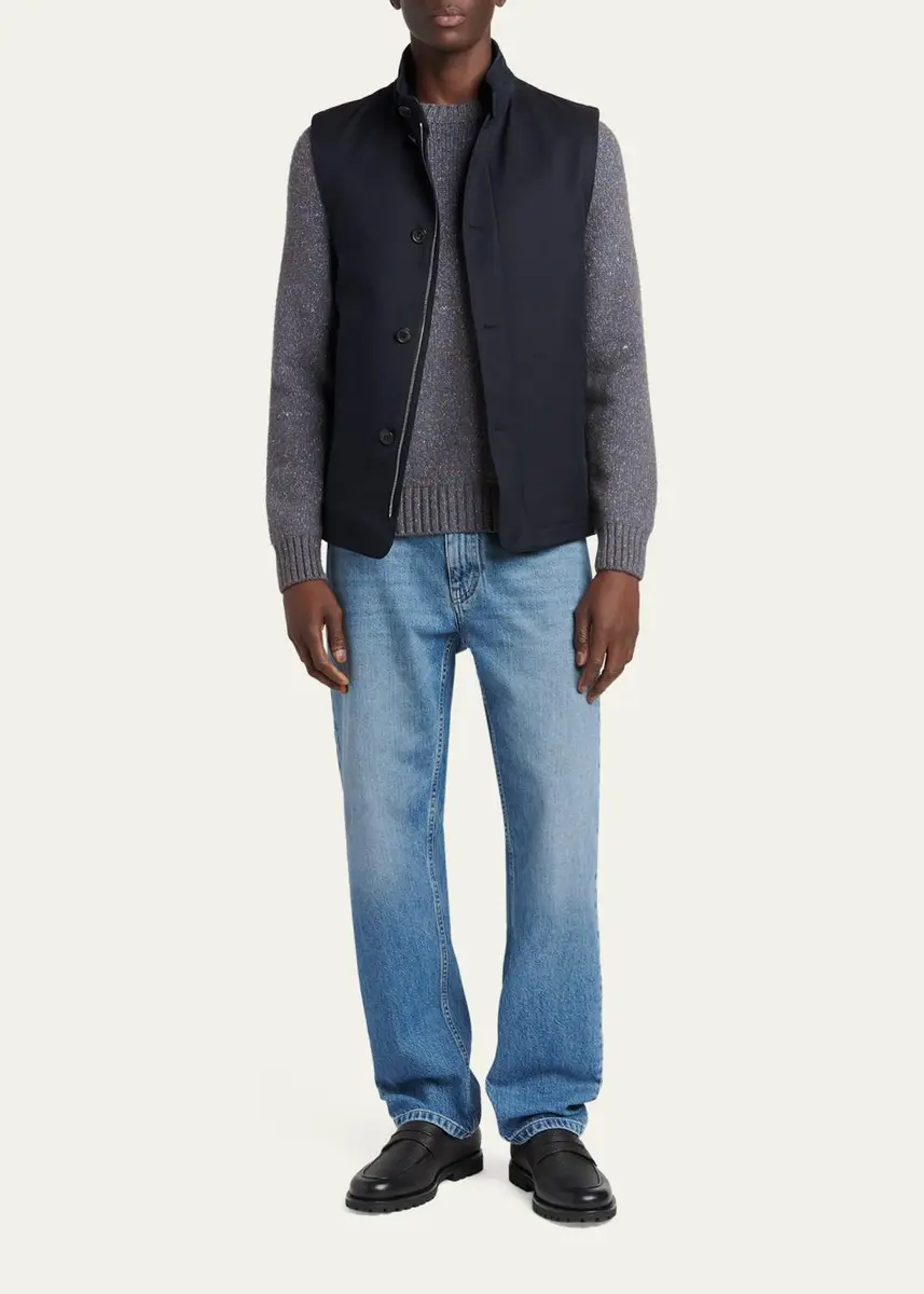 Zegna Men's Cashmere and Wool Melange Crewneck Sweater | Thumbnail 2 Zegna Men's Cashmere and Wool Melange Crewneck Sweater | Thumbnail 2