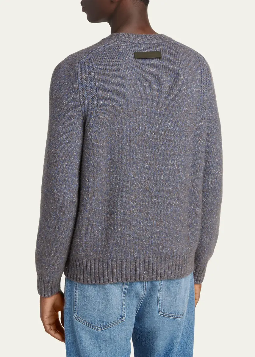 Zegna Men's Cashmere and Wool Melange Crewneck Sweater | Thumbnail 3 Zegna Men's Cashmere and Wool Melange Crewneck Sweater | Thumbnail 3
