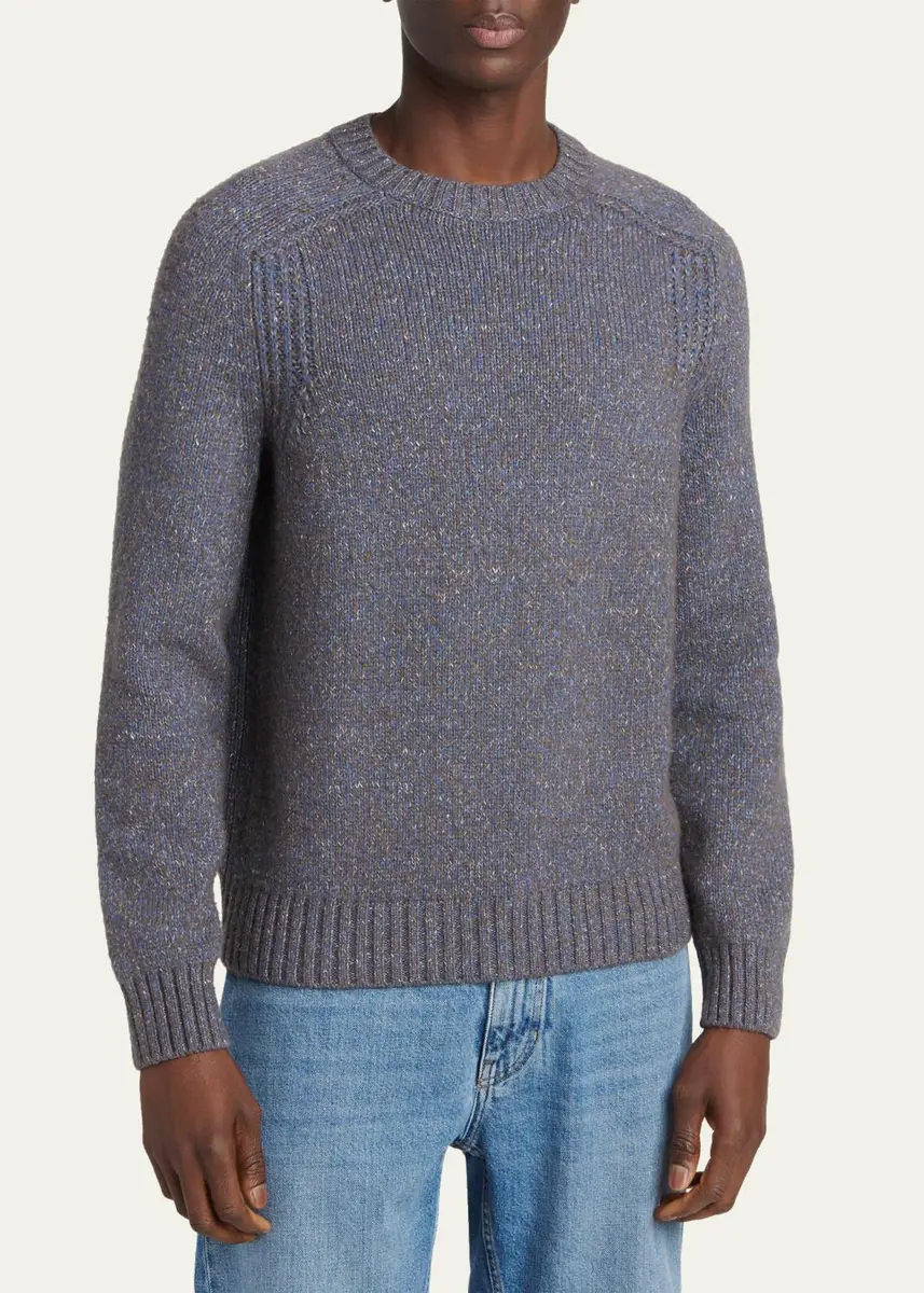 Zegna Men's Cashmere and Wool Melange Crewneck Sweater | Thumbnail 4 Zegna Men's Cashmere and Wool Melange Crewneck Sweater | Thumbnail 4