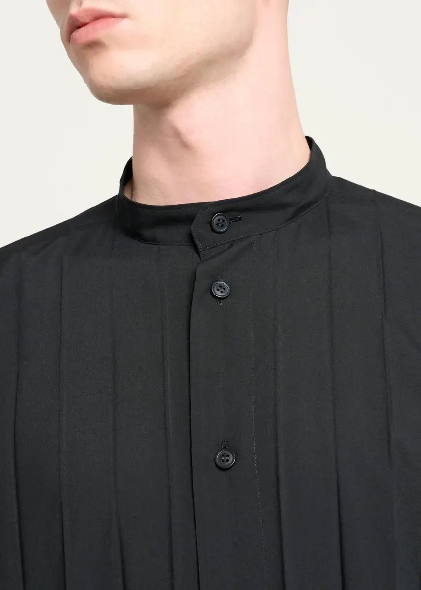 Homme Plissé Issey Miyake Men's Edge Pleated Band-Collar Shirt | Thumbnail 5 Homme Plissé Issey Miyake Men's Edge Pleated Band-Collar Shirt | Thumbnail 5