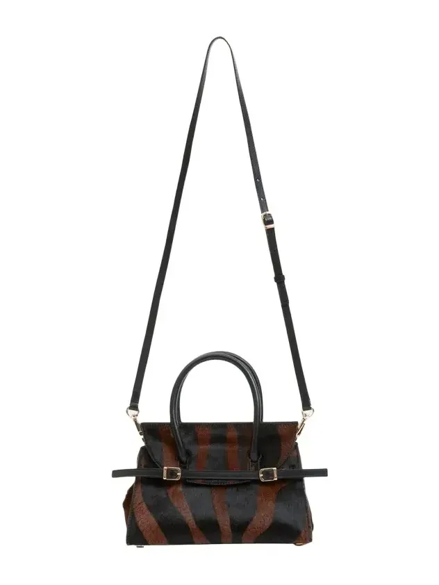 River Small Zebra-Print Calf Hair Top-Handle Bag River Small Zebra-Print Calf Hair Top-Handle Bag