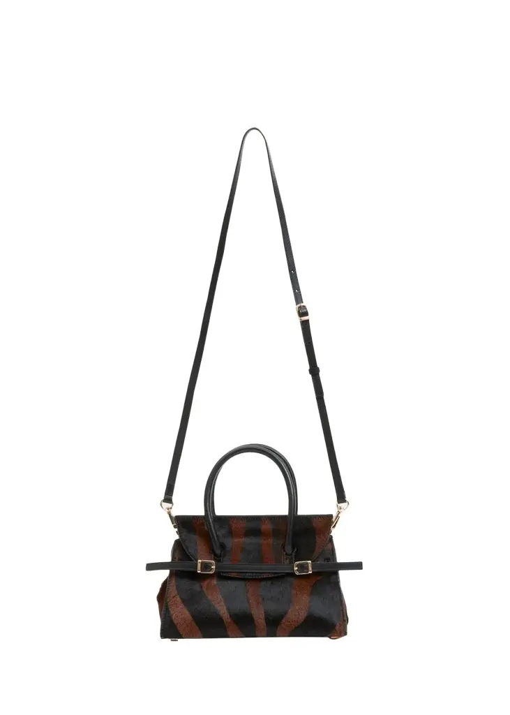 River Small Zebra-Print Calf Hair Top-Handle Bag River Small Zebra-Print Calf Hair Top-Handle Bag