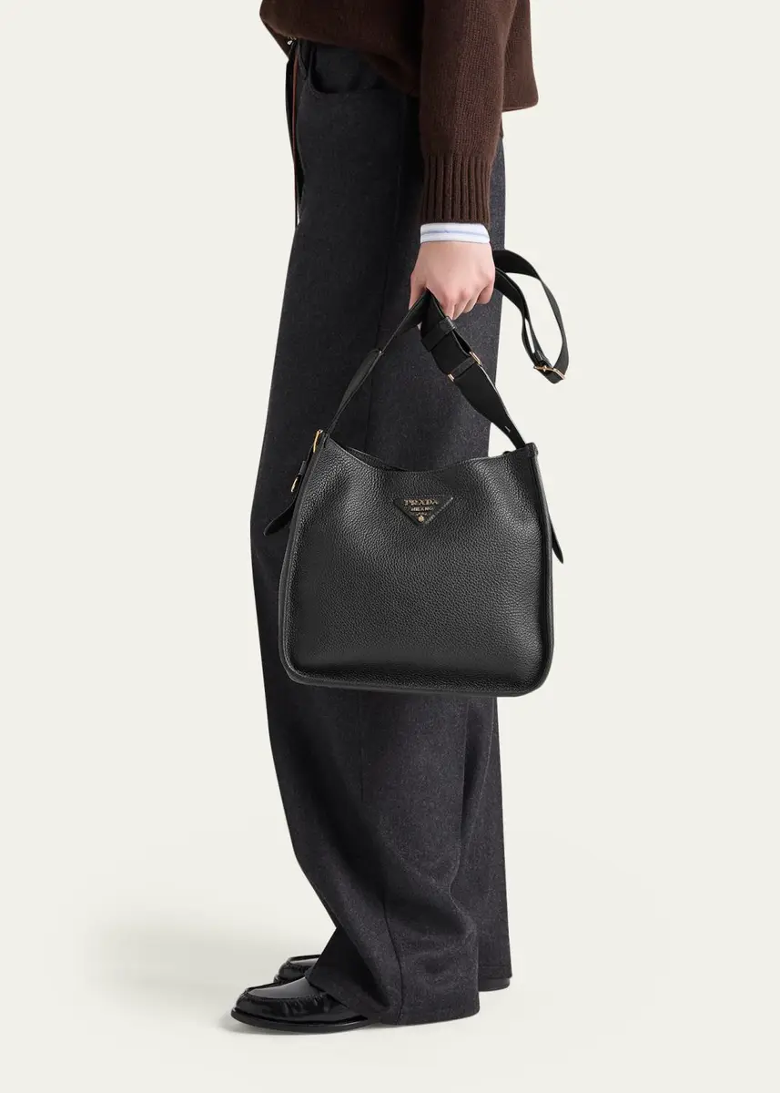 Prada Medium Daino Soft Leather Hobo Crossbody Bag | Thumbnail 2 Prada Medium Daino Soft Leather Hobo Crossbody Bag | Thumbnail 2