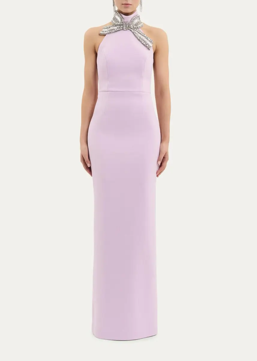 Rebecca Vallance Yolanda Diamante Bow Halter Column Gown | Thumbnail 2 Rebecca Vallance Yolanda Diamante Bow Halter Column Gown | Thumbnail 2