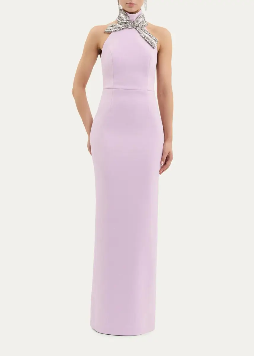 Rebecca Vallance Yolanda Diamante Bow Halter Column Gown | Thumbnail 4 Rebecca Vallance Yolanda Diamante Bow Halter Column Gown | Thumbnail 4