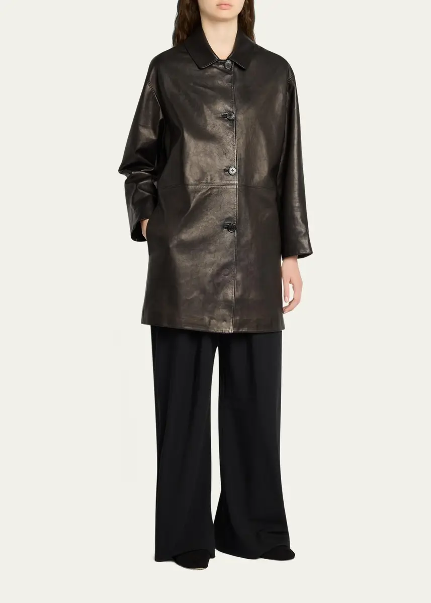 The Row Donata Leather Single-Breasted Coat | Thumbnail 2