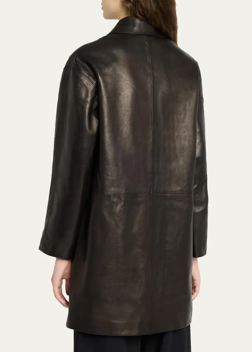The Row Donata Leather Single-Breasted Coat | Thumbnail 3