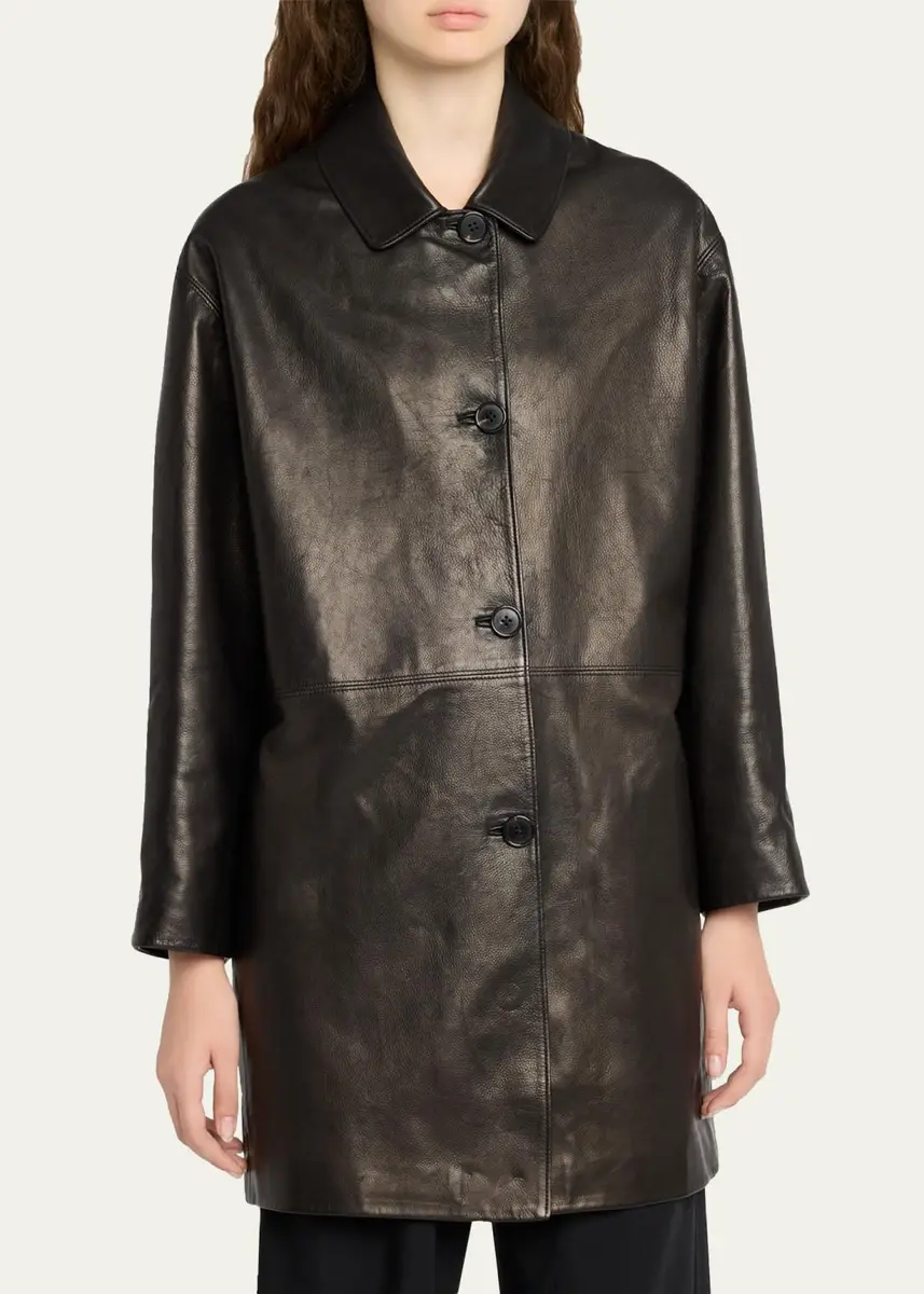 The Row Donata Leather Single-Breasted Coat | Thumbnail 4