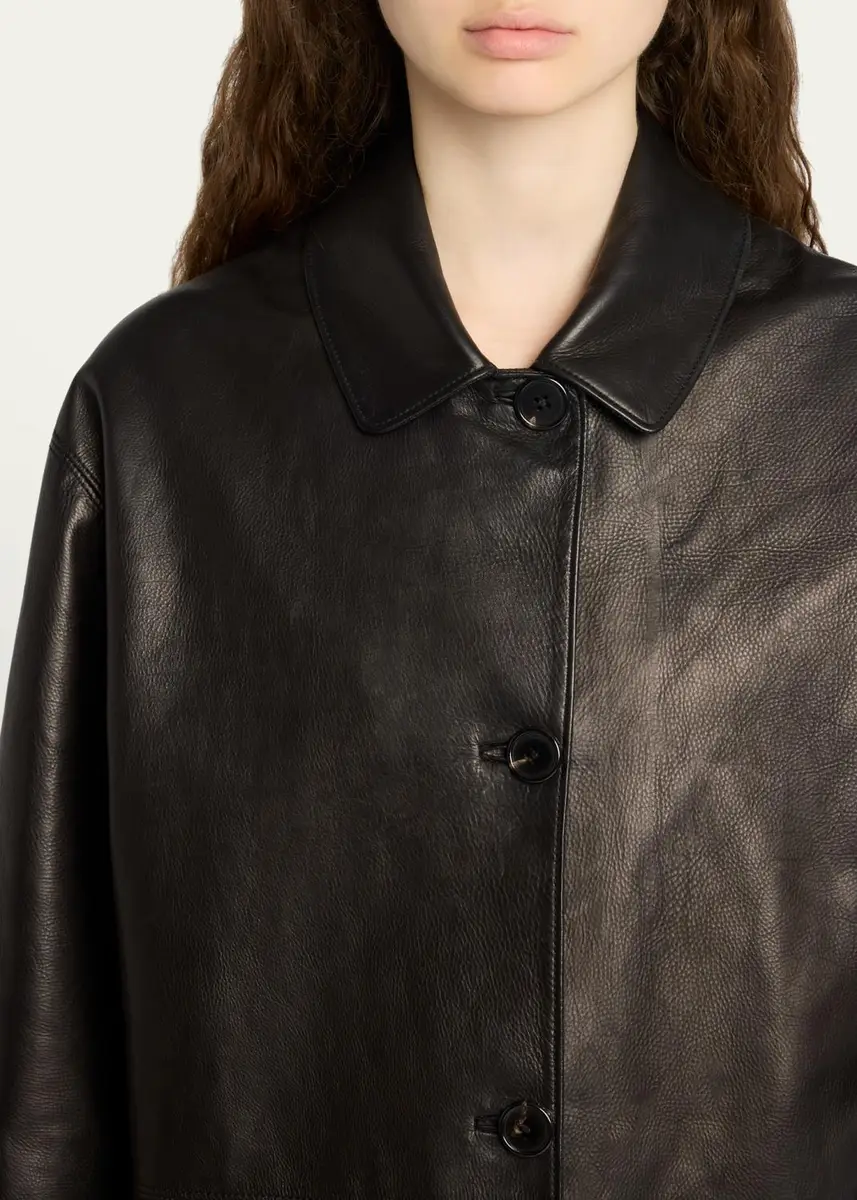 The Row Donata Leather Single-Breasted Coat | Thumbnail 5