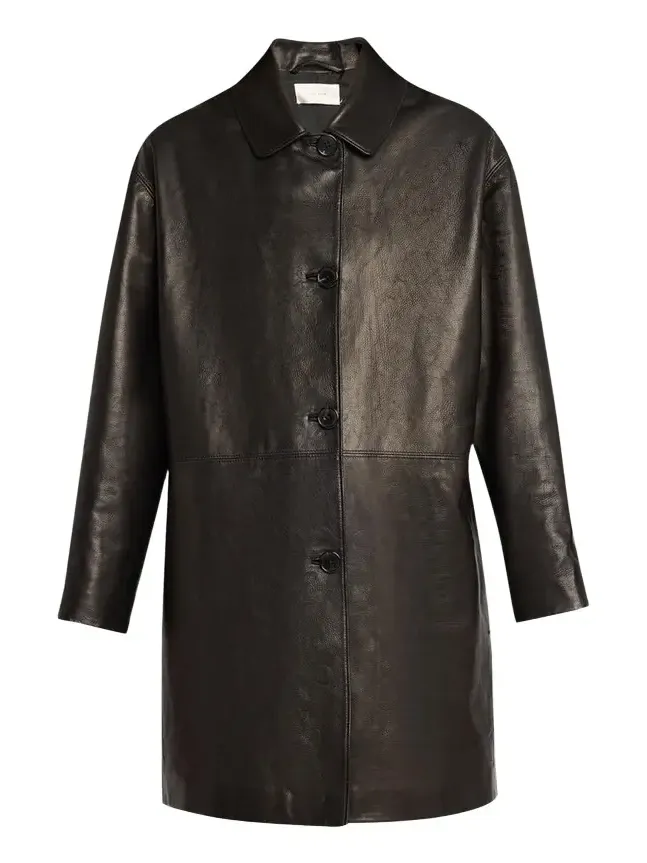 Donata Leather Single-Breasted Coat