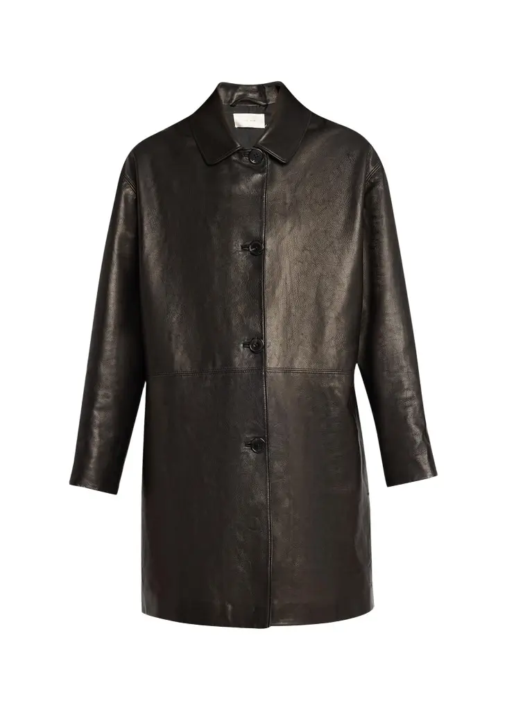 The Row Donata Leather Single-Breasted Coat | Image 1 The Row Donata Leather Single-Breasted Coat | Image 1