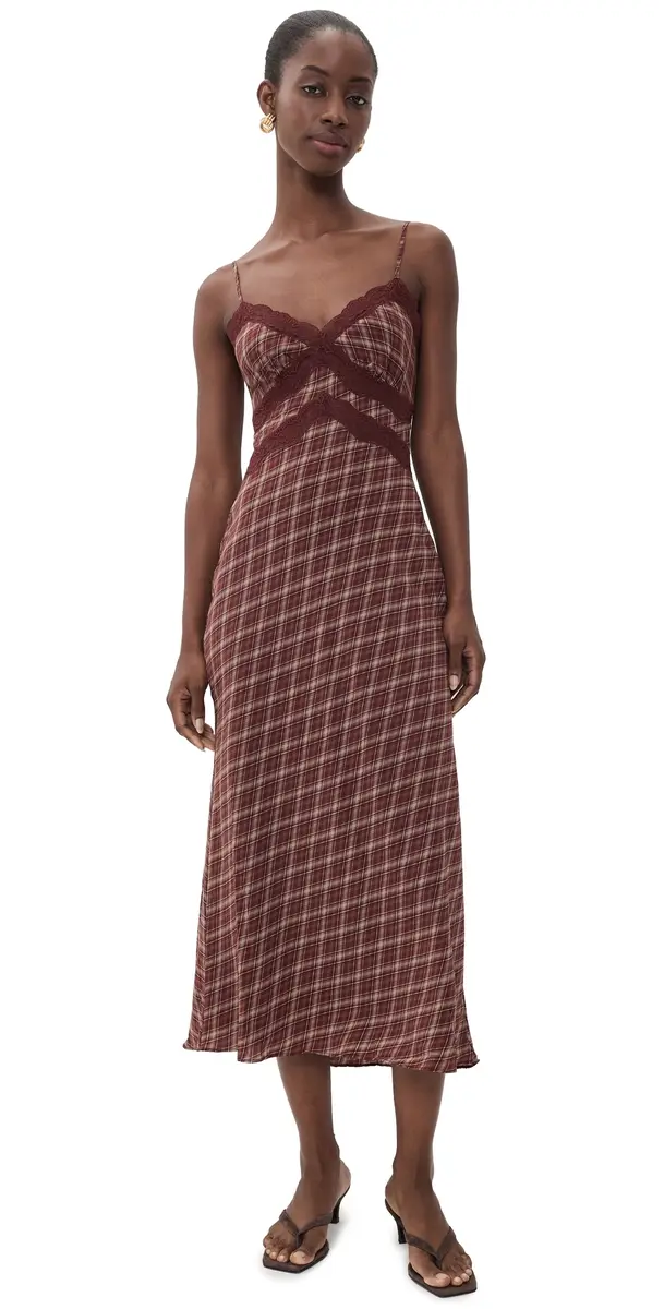 ASTR The Label Carin Dress Wine Plaid | Image 1 ASTR The Label Carin Dress Wine Plaid | Image 1