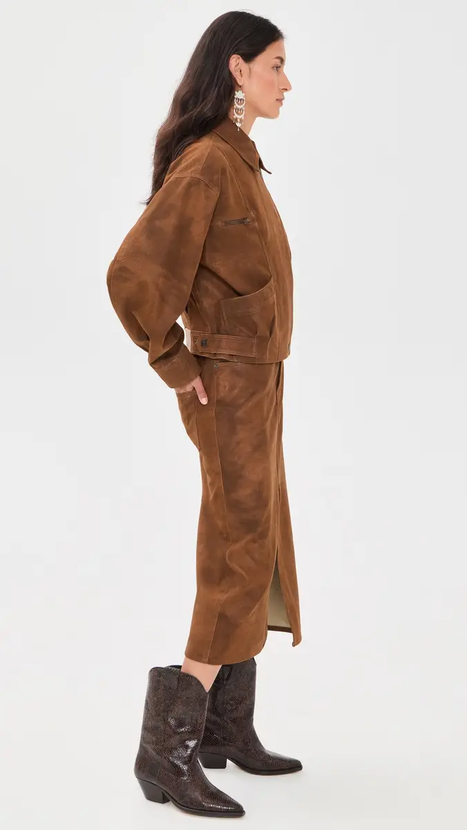 ISABEL MARANT ÉTOILE Belma Faux Suede Bomber Jacket | Thumbnail 4 ISABEL MARANT ÉTOILE Belma Faux Suede Bomber Jacket | Thumbnail 4