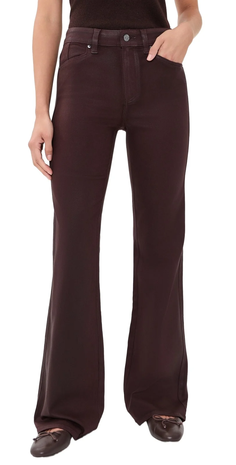 PAIGE Coated Sofia Flared Jeans